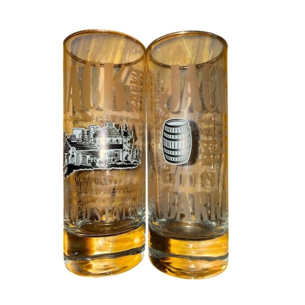 Jack Daniel's Old No.‎ 7 Whiskey Glasses Set of 2 Etched Barware